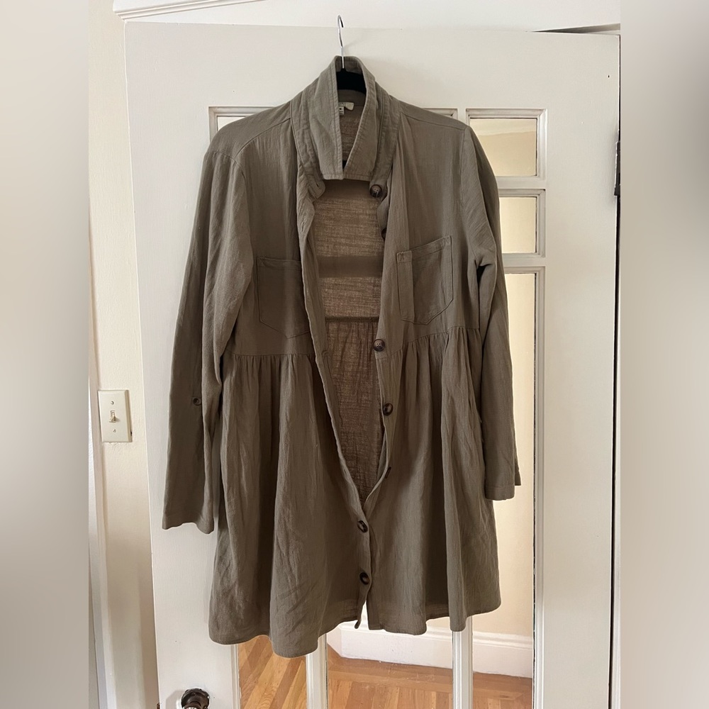 Olive/sage green button up fall mini